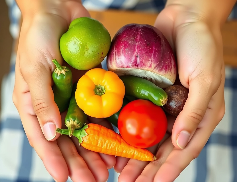 Hands holding organic fruits and vegetables symbolizing natural health